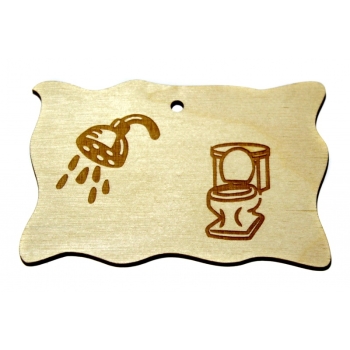 Plywood sign "Shower + toilet" Small VS03