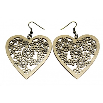 Earrings "Heart with flowers" KÕ66 Thin