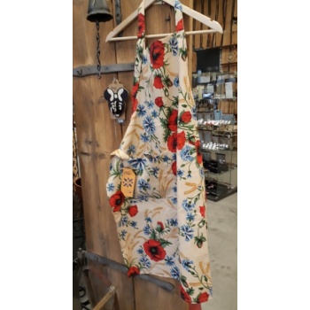 Classic apron with Muhu embroidery motifs, beige